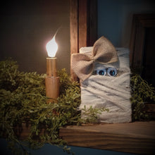 Load image into Gallery viewer, Primitive Rustic Farmhouse Halloween Decor~Grungy Mummy Shelf Sitter~Halloween Tiered Tray~Bowl Fillers~Primitive Halloween~Coffee Stained