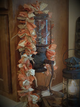 Load image into Gallery viewer, Rustic Country~Farmhouse~Primitive Easter Orange~Homespun Fabric Lighted Rag Garland~Burlap~Bows~String Lights~Accents~Easter Home Decor
