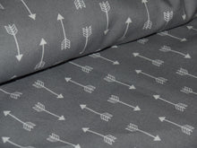 Load image into Gallery viewer, Gray Arrow Novelty Cotton Fabric~Gray with White Arrows~Premium Quilting Cotton~Fabric by the Yard~One Yard~Cut~36"~Quilt Shop Fabric~
