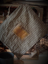 Load image into Gallery viewer, Primitive Shaker Seed Ditty Bag~Aged Blue Ticking Stripe~Tattered~Old Rustic Colonial Farmhouse Decor~Peg Hang~Prairie Cloth~Laundry Keeper