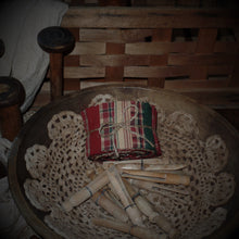 Load image into Gallery viewer, Christmas Spruce Homespun Fabric Jelly Roll~Primitives Fabric Strips~Farmhouse Raggy Wreaths~Swags~Quilts~Rustic Home Decor~Red & Sage Plaid