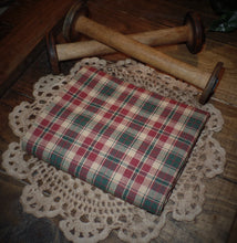 Load image into Gallery viewer, Christmas Spruce Homespun Fabric Jelly Roll~Primitives Fabric Strips~Farmhouse Raggy Wreaths~Swags~Quilts~Rustic Home Decor~Red & Sage Plaid