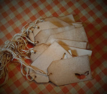 Load image into Gallery viewer, Primitive Coffee Stained Halloween Bat Hang Tags~12~Aged~Cinnamon Vanilla Scented~Farmhouse Gifts~Strung Hang Tags~Rustic Tags~Halloween