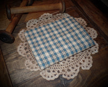 Load image into Gallery viewer, Homespun Fabric~Denim Blue Plaid Homespun Fabric by the Yard~Primitive~Farmhouse~Rustic~Raggy Quilt Fabric~Garlands~Wreaths~Bows