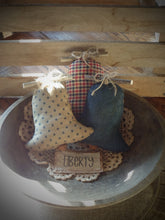 Load image into Gallery viewer, 4th of July Rustic Americana Farmhouse Liberty Bell Bowl Fillers~Primitive Rusty Bell~Grungy Stained~Patriotic Tiered Tray Trinket~Pledge