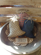 Load image into Gallery viewer, 4th of July Rustic Americana Farmhouse Liberty Bell Bowl Fillers~Primitive Rusty Bell~Grungy Stained~Patriotic Tiered Tray Trinket~Pledge