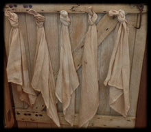 Load image into Gallery viewer, Primitive Rustic Farmhouse Coffee Stained Grungy Towel~Linens~Peg Hanger~Primitive Rustic Farmhosue Kitchen Bath Wall Decor~Cinnamon Vanilla