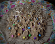 Load image into Gallery viewer, Primitive Rustic Farmhouse Cinnamon Sparkle Bunnies with Bright Puffs~Ornaments~Tree Hangers~Sparkle Cinnamon Salt Dough Primitive Bunnies~