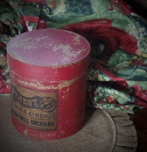 Load image into Gallery viewer, Primitive Distressed Aged Grungy Red Apple Cider Mill Pantry Boxes~Farmhouse Rustic Stacking Boxes~Deep Muted Red~Aged Grungy Pantry Label~