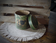 Load image into Gallery viewer, Primitive Distressed Aged Grungy Farm Dairy Cow Pantry Box~Farmhouse Rustic Stacking Box~Deep Muted Pine Green~Aged Grungy Pantry Label~
