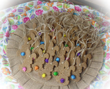 Load image into Gallery viewer, Primitive Rustic Farmhouse Cinnamon Sparkle Bunnies with Bright Puffs~Ornaments~Tree Hangers~Sparkle Cinnamon Salt Dough Primitive Bunnies~