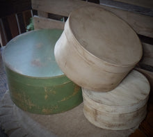 Load image into Gallery viewer, Primitive Distressed Aged Grungy Nesting Pantry Boxes~Farmhouse Rustic Kitchen Stacking Boxes~Warm Sage~Beige~Cream~Farmhouse Bath Storage