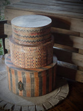 Load image into Gallery viewer, Rustic Primitive Farmhouse Aged Grungy Halloween Pantry Box Set~Primitive Halloween Bowl Fillers~Stacked Paper Mache Boxes~Rustic Fall Home