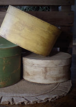 Load image into Gallery viewer, Primitive Distressed Aged Grungy Nesting Pantry Boxes~Farmhouse Rustic Kitchen Stacking Boxes~Warm Sage~Yellow~Cream~Farmhouse Bath Storage