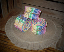 Load image into Gallery viewer, Rustic Farmhouse Easter Bright Homespun Fabric Strips~Homes[pun Jelly Roll Fabric Garlands Wreaths Swags Bows~Primitive Easter Tree~Rustic