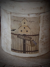 Load image into Gallery viewer, Primitive Distressed Aged Grungy "Garden Fence" Farmhouse Primitive Pantry Box~Farmhouse Rustic Stacking Box~Distressed Grungy Pantry Label