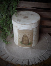 Load image into Gallery viewer, Primitive Distressed Aged Grungy Farmhouse Primitive Beehive Pantry Box~Farmhouse Rustic Stacking Box~Distressed Aged Grungy Pantry Label~