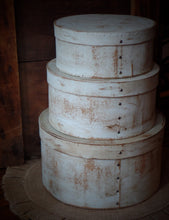 Load image into Gallery viewer, Primitive Distressed Aged Grungy Nesting Pantry Boxes~Farmhouse Rustic Kitchen Stacking Boxes~Marina Mist Pale Blue