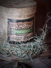 Load image into Gallery viewer, Rustic Farmhouse Aged Grungy Creepy Halloween Pantry Box~Powdered Remains~Aged Apothocary Label~Primitive Halloween Table Decor~Green~Black