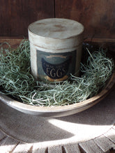 Load image into Gallery viewer, Farmhouse Distressed Aged Grungy Hen & Egg Pantry Box~Farmhouse Rustic Primitive Spring Home "Farm Fresh Eggs" ~Muted Blue~Black~Cream~Red