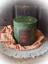 Load image into Gallery viewer, Rustic Farmhouse Aged Grungy Creepy Halloween Pantry Box~Stacked Jack o' Lantern Label~Primitive Halloween Table Decor~Orange~Green~Black