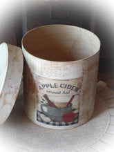 Load image into Gallery viewer, Primitive Distressed Aged Grungy Farmhouse Apple Cider Pantry Box~Farmhouse Rustic Stacking Box~Distressed Aged Grungy Pantry Label~