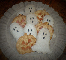 Load image into Gallery viewer, Primitive Rustic Farmhouse Faux Sparkle Ghost Cookies~Halloween Salt Dough Ghost Bowl Fillers~