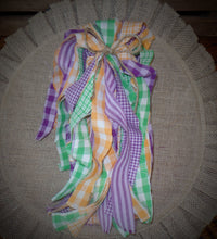 Load image into Gallery viewer, Rustic Farmhouse Primitive Halloween Homespun Fabric Strips~Orange~Purple~Green~Plaid Stripe Check Fabric Strips for Garlands~Wreaths~Swags~