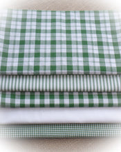 Load image into Gallery viewer, Primitive Homespun Fabric~Shamrock Collection~Quarters~Samplers~Yards~Strips~Farmhouse~Rag Quilting~Wreaths~Bows~Rustic Cotton Fabric