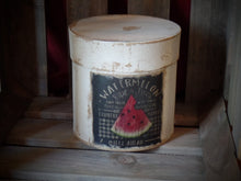 Load image into Gallery viewer, Primitive Distressed Aged Grungy Farmhouse Summer Americana 4th of July Pantry Box~Farmhouse Rustic Watermelon Label~Primitive Stacking Box