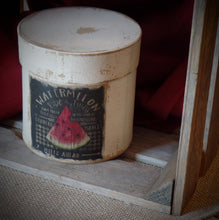 Load image into Gallery viewer, Primitive Distressed Aged Grungy Farmhouse Summer Americana 4th of July Pantry Box~Farmhouse Rustic Watermelon Label~Primitive Stacking Box