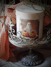 Load image into Gallery viewer, Rustic Farmhouse Aged Grungy Distressed Creepy Cute Halloween Ghost Jack o' Lantern Pantry Box~Spooky~Primitive Halloween Decor~Halloween