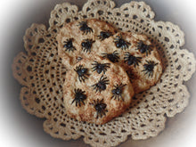 Load image into Gallery viewer, Primitive Rustic Farmhouse Faux "Spider Chip" Cookies~Halloween Bowl Fillers~Lightly Cinnamon Scented~Spooky Table Decor~Spider Syrup Box~