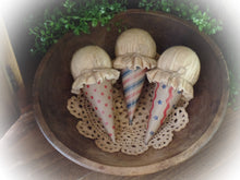 Load image into Gallery viewer, Adorable Rustic Farmhouse Americana Faux Ice Cream Cone July 4th Bowl Filler~