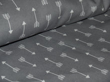 Load image into Gallery viewer, Gray & White Arrow Cotton Fabric