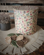 Load image into Gallery viewer, Primitive Autumn Leaves Distressed Aged Grungy Paper Mache Stacking Pantry Box~Farmhouse Rustic Tattered Warm Fall Colors~Acorn Bowl Fillers
