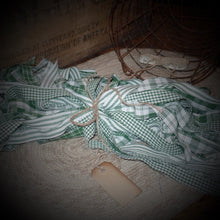 Load image into Gallery viewer, Homespun Fabric Strips~50~Ivy Green Collection~1&quot; x 18&quot; ~Wreaths~Garlands~Swags~Ties~Bows~Accents~Farmhouse~Bundles~Rustic~Primitives~
