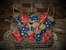 Load image into Gallery viewer, 4th of July Rustic Home Decor~&quot;Fat&quot; Firecracker Bowl Fillers~American Flag Patriotic Farmhouse Decor~Primitive Decor~Red White Blue Gift
