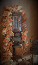 Load image into Gallery viewer, Rustic Country~Farmhouse~Primitive Easter Orange~Homespun Fabric Lighted Rag Garland~Burlap~Bows~String Lights~Accents~Easter Home Decor
