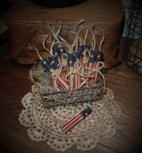 Load image into Gallery viewer, 4th of July Rustic Home Decor~Firecracker Bowl Fillers~American Flag Patriotic Farmhouse Decor~Primitive Decor~Red White Blue Gift
