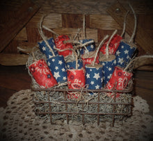 Load image into Gallery viewer, 4th of July Rustic Home Decor~&quot;Fat&quot; Firecracker Bowl Fillers~American Flag Patriotic Farmhouse Decor~Primitive Decor~Red White Blue Gift
