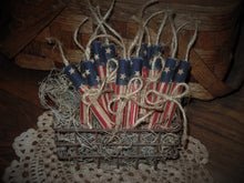 Load image into Gallery viewer, 4th of July Rustic Home Decor~Firecracker Bowl Fillers~American Flag Patriotic Farmhouse Decor~Primitive Decor~Red White Blue Gift
