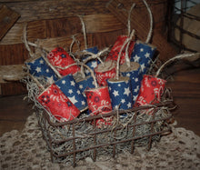 Load image into Gallery viewer, 4th of July Rustic Home Decor~&quot;Fat&quot; Firecracker Bowl Fillers~American Flag Patriotic Farmhouse Decor~Primitive Decor~Red White Blue Gift
