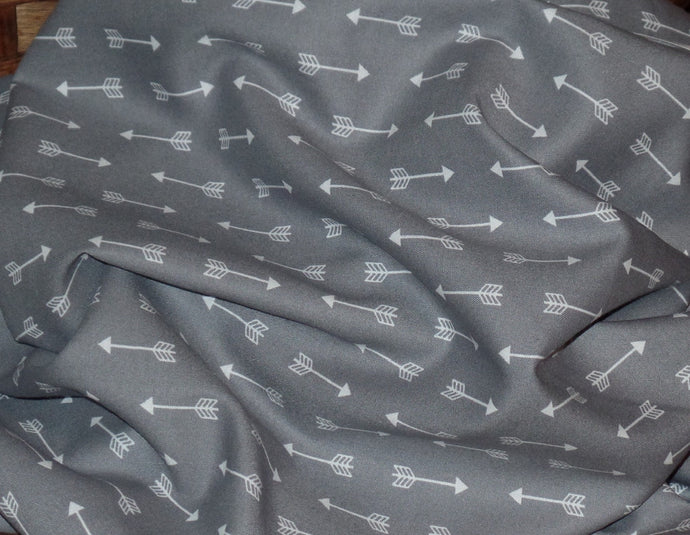 Gray Arrow Novelty Cotton Fabric~Gray with White Arrows~Premium Quilting Cotton~Fabric by the Yard~One Yard~Cut~36