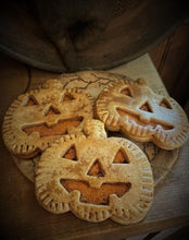 Load image into Gallery viewer, Primitive Rustic Farmhouse Faux Jack o Lantern Cookies~Halloween Pumpkin Bowl Fillers~Pumpkin Filled~Lightly Scented~Halloween Ornies Decor~
