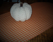 Load image into Gallery viewer, Farmhouse Halloween Orange &amp; Cream Homespun Buffalo Check Table Runner~Mat~Embrodered Halloween Table Runner~Halloween Table Top Decor~
