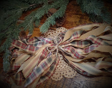 Load image into Gallery viewer, Christmas Homespun Fabric Strips for Wreaths~Garlands~Swags~Ties~Bows~Accents~Farmhouse~Bundles~Rustic~Primitives~Rustic Red &amp; Sage
