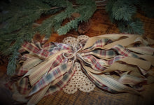 Load image into Gallery viewer, Christmas Homespun Fabric Strips for Wreaths~Garlands~Swags~Ties~Bows~Accents~Farmhouse~Bundles~Rustic~Primitives~Rustic Red &amp; Sage
