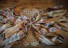 Load image into Gallery viewer, Christmas Homespun Fabric Strips for Wreaths~Garlands~Swags~Ties~Bows~Accents~Farmhouse~Bundles~Rustic~Primitives~Rustic Red &amp; Sage
