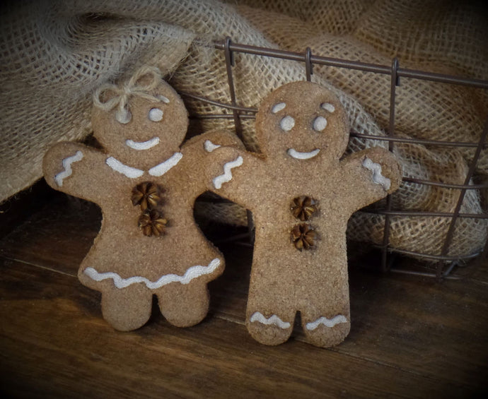 Primitive Rustic Farmhouse Faux Gingerbread Boy & Girl Set~Cookies~Christmas Tiered Tray Bowl Fillers~Christmas Ornies~Christmas Tree Tucks~